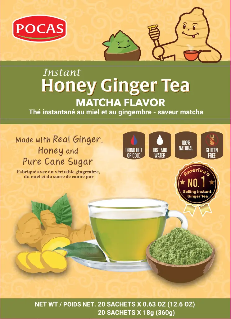 [GIN130] POCAS HONEY GINGER TEA WITH MATCHA 12X20PK/18G